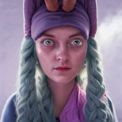 Image similar to beautiful hyperrealistic detailed matte portrait painting of louise belcher, by andreas rocha and john howe, and martin johnson