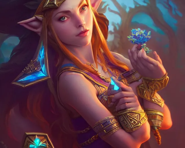 Prompt: lizkatz as zelda, 8 k, deep focus, d & d, fantasy, intricate, elegant, highly detailed, digital painting, artstation, concept art, matte, sharp focus, illustration, hearthstone, art by artgerm and greg rutkowski and alphonse mucha