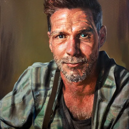 Prompt: a portrait of a man painted art by mark gleason, sharp focus, 4 k