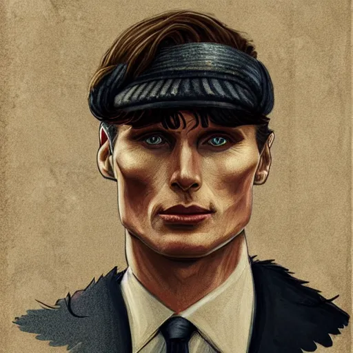 Image similar to a portrait of cillian murphy as tommy shelby in front of atlantis, in the style of Benjamin Bader, sharp, highly detailed, realistic face, digital art, epic, fantasy, artstation