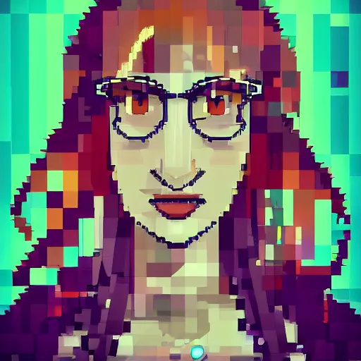 Image similar to a stylized image of a woman with long hair, pixel art by ei - q, featured on pixiv, synchromism, flat shading, full body, polycount, 4 k, digital art, concept art, trending on artstation