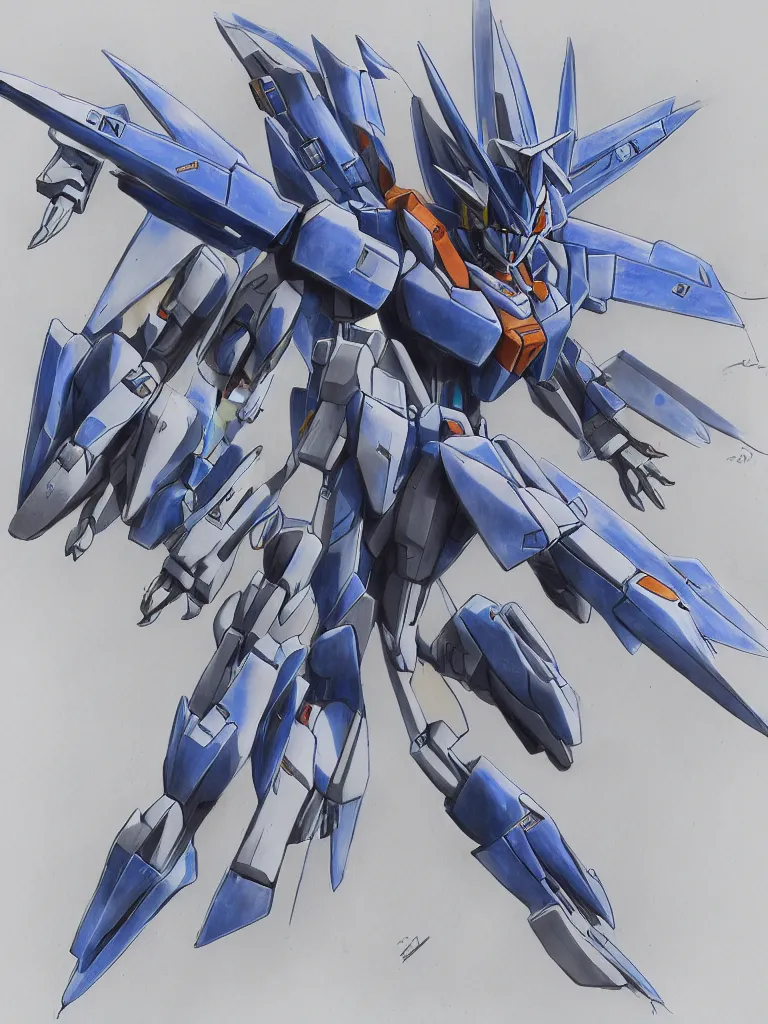 Image similar to Blueprint sketch of a Gundam, by Tyler Edlin