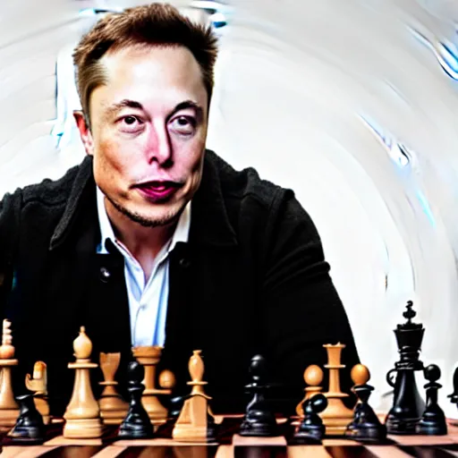 Image similar to photo of elon musk playing chess in cyberspace, 4 k