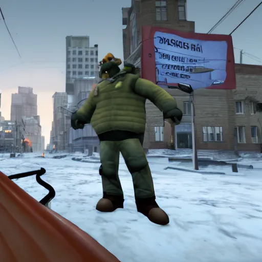 Prompt: Photo of Garfield in City 17 from Half-Life 2