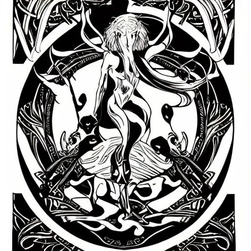 Prompt: fenrir art nouveau