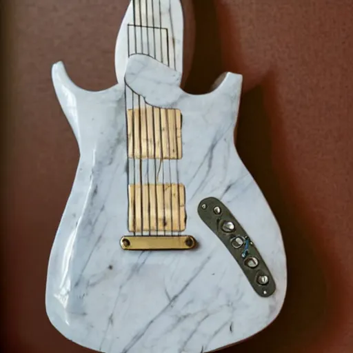 Prompt: a marble sculpture of a fender guitar