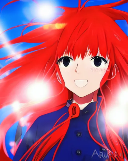 Image similar to asuka langley soryu, award winning photograph, radiant flares, realism, lens flare, intricate, various refining methods, micro macro autofocus