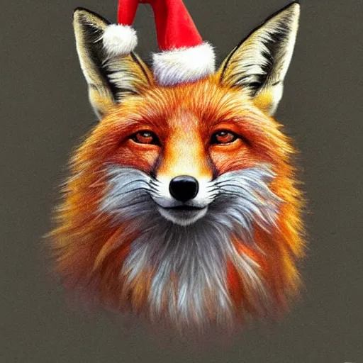 Prompt: perfectly-centered-Portrait-full-shot of a fox, wearing a santa hat, intricate, elegant, super highly detailed, professional digital painting, artstation, concept art, smooth, sharp focus, no blur, no dof, extreme illustration, Unreal Engine 5, 8K, art by artgerm and greg rutkowski and alphonse mucha and loish and WLO