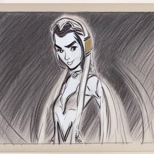 Image similar to milt kahl sketch of victoria justice as princess padme from star wars episode 3