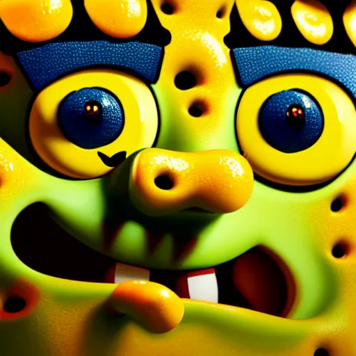 Image similar to perfectly - centered close - up face - portrait of evil spongebob, intricate, elegant, super highly detailed, professional digital painting, artstation, concept art, smooth, sharp focus, no blur, no dof, extreme illustration, unreal engine 5, 8 k, by anne stokes