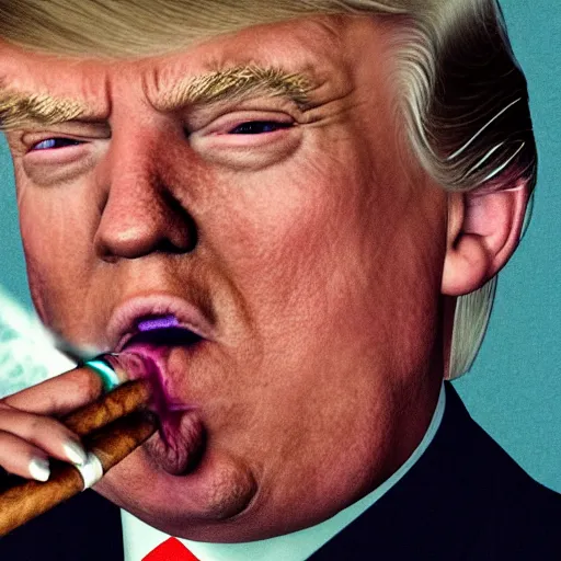 Image similar to a high detail photo of donald trump smoking a cigarrette, subject= donald trump, subject detail: extremly detailed, subject action: smoking a cigar, photorealism, dramatic lighting, award winning photograph, trending on artstation