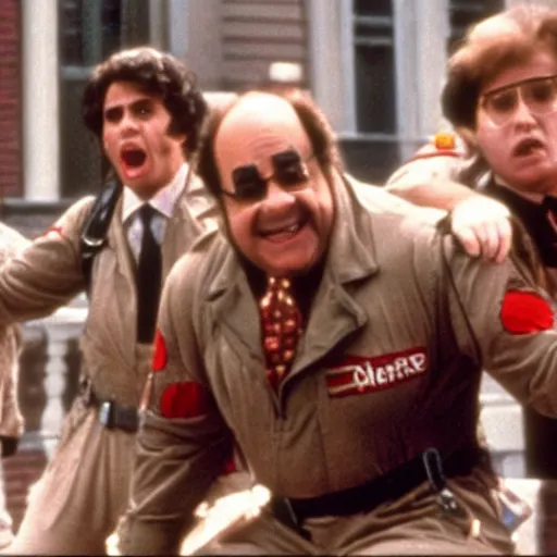 Image similar to A still of Danny Devito in Ghostbusters (1984)