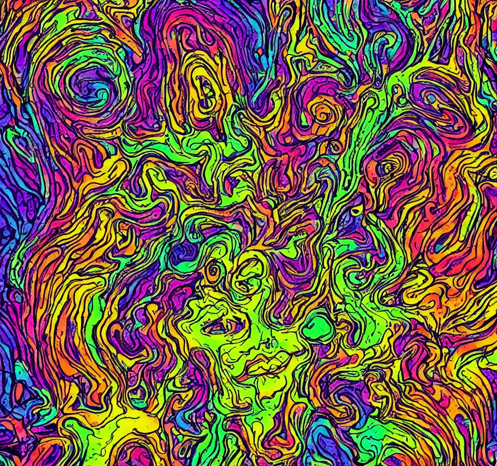 Prompt: I think, there for i am, trippy, acid, dmt, shrooms, astral, realistic, colorful,