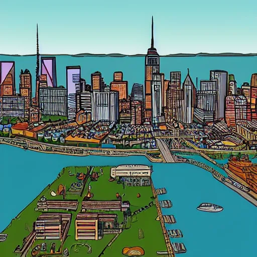 Image similar to view of New York from the perspective of Homer Simpson house