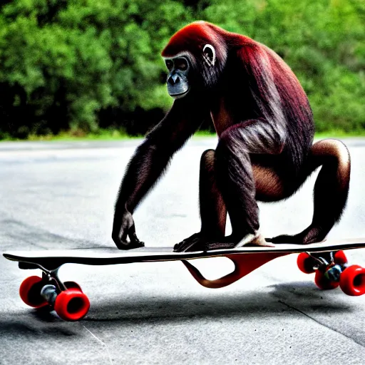 Prompt: cool ape making tricks on a skateboard