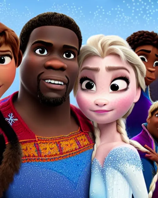 Image similar to Kevin Hart as a character in Frozen