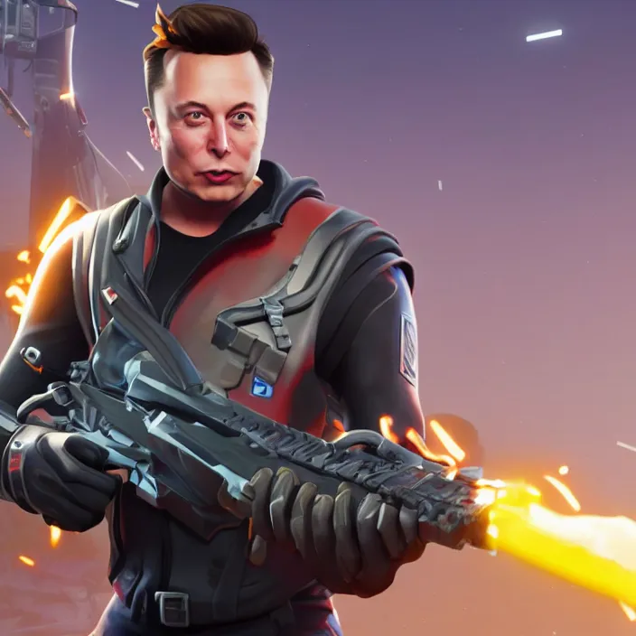 Image similar to Elon musk as a Fortnite character, cinematic, detailed