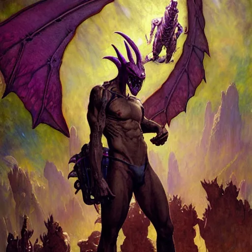 Image similar to portrait aerodactyl dinosaur mutant xmen. shadowrun furaffiniy cyberpunk fantasy highly detailed painting by gaston bussiere craig mullins jc leyendecker gustav klimt artgerm greg rutkowski john berkey, bergey, craig mullins, ruan jia, raymond swanland, jeremy mann, tom lovell, alex malveda