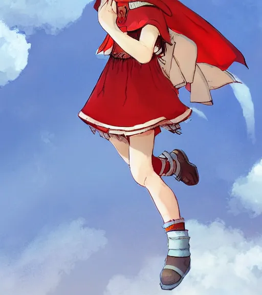 Image similar to attractive little boy character inspired in little red riding hood and venti from genshi impact, digital artwork made by akihiko yoshida and makoto shinkai