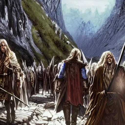 Image similar to followship of the ring entering moria moutain