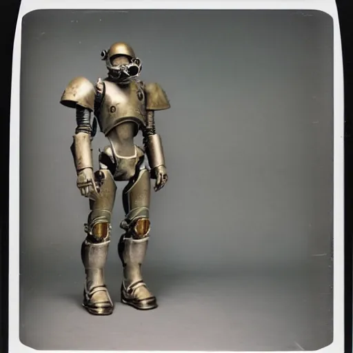 Prompt: polaroid of t-51b power armor by Tarkovsky