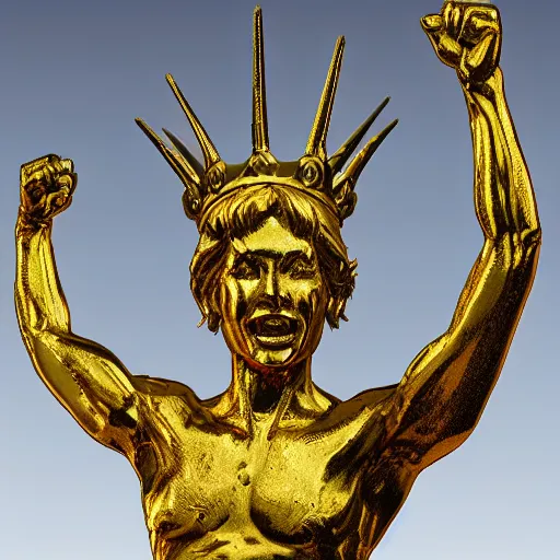 Prompt: gold plated statue in nyc titled i am going to make it through this year if it kills me trending on artstation