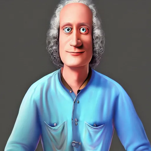 Image similar to portrait of Isaac Newton, Isaac Newton, Isaac Newton as as character in Monsters, Inc., digital art, 4 K, detail