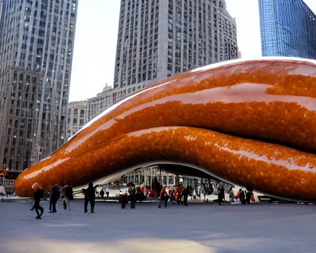 Image similar to the bean in chicago but it's a sausage