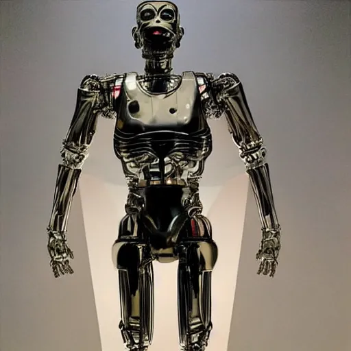 Image similar to “a realistic detailed photo of a guy who is the t-1000 terminator robot, composed of liquid metal, or a mimetic polyalloy nanorobotics, who is a male android, Chris Evans, posing like a statue, blank stare”