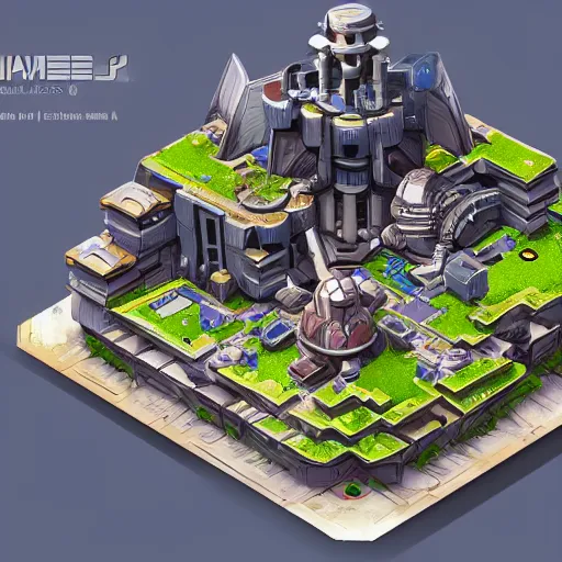 Image similar to one scifi building isometric game concept, jama jurabaev, tyler edlin, james paick, emmanuel shiru, victor mosquera, modular detailed, artstation, for aaa game, high quality