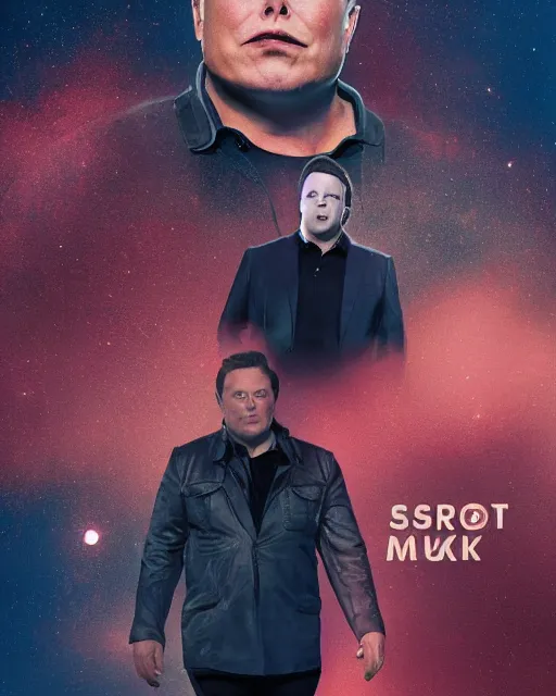 Image similar to musk ( 2 0 2 4 ), eric stonestreet is technology mogul elon musk, minimal movie poster, solid colors, silhouettes, digital art