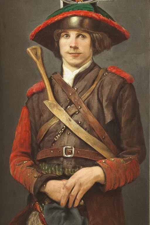 Image similar to a portrait of a Scottish laird wearing a balmoral hat, art