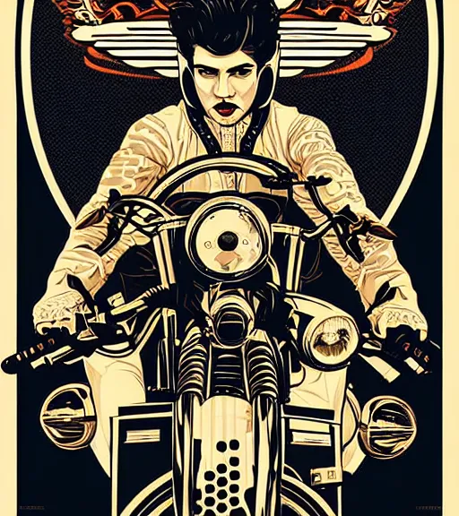 Image similar to Dangerous Biker illustration Poster, vector art style, medium shot, intricate, elegant, highly detailed, digital art, ffffound, art by JC Leyendecker and sachin teng