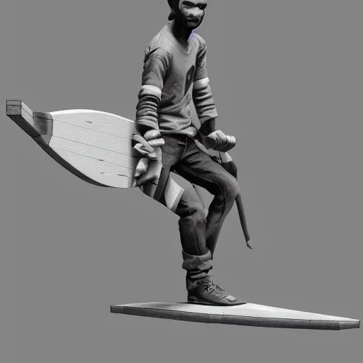 Image similar to rpg character concept art, world champion fingerboarder, in the style of jamie hewlett hiroya oku riyoko ikeda, 3 d render, artstation trending, 8 k, octane render, photorealistic, sharp detail, manga, black and white