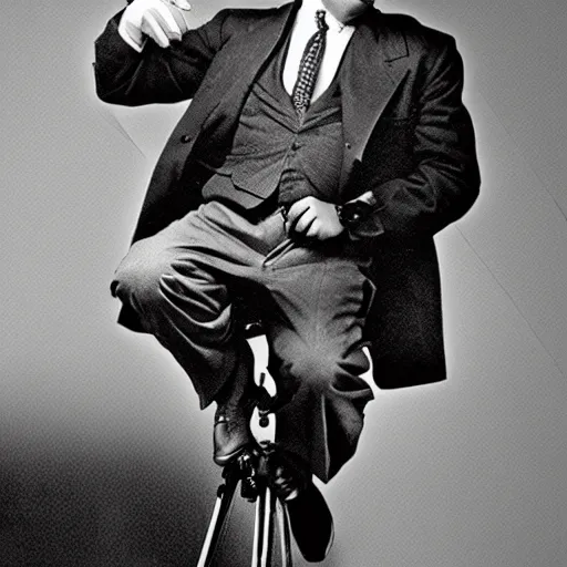 Image similar to a detective sitting down riding something about the killing and he is wearing a suit in a cool 1 9 4 0 s hat in the style of 1 9 4 0 s