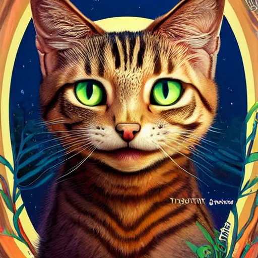 Prompt: Forestpunk cat portrait Pixar style, by Tristan Eaton Stanley Artgerm and Tom Bagshaw