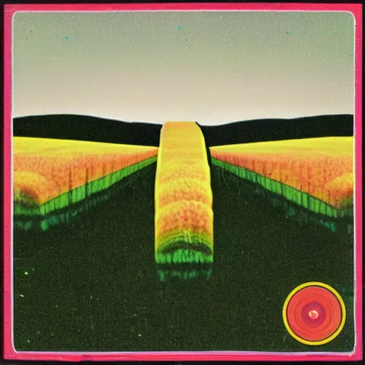Prompt: boards of canada - tomorrows harvest, album cover art