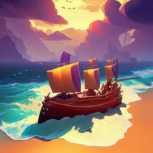 Image similar to painting treasure on sea of thieves game smooth median photoshop filter cutout vector, behance hd by jesper ejsing, by rhads, makoto shinkai and lois van baarle, ilya kuvshinov, rossdraws global illumination