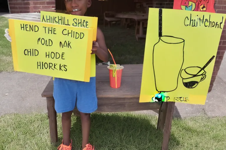 Image similar to armed chidren lemonade stand