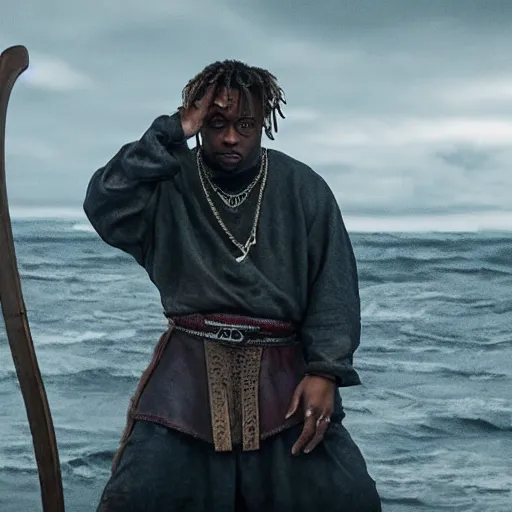 Image similar to juice wrld in Vikings 4k quality super realistic