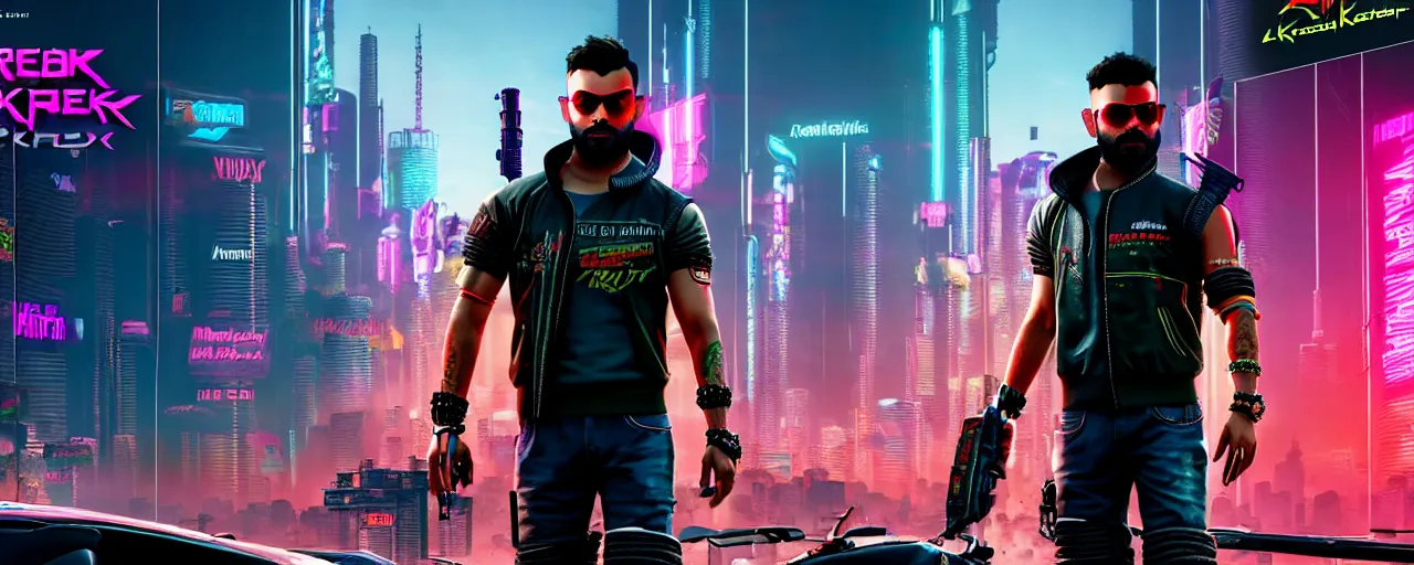 Prompt: Virat Kholi, in CyberPunk 2077, reimagined as a cyberpunk dystopia, 4k highly detailed digital art 4k highly detailed digital art