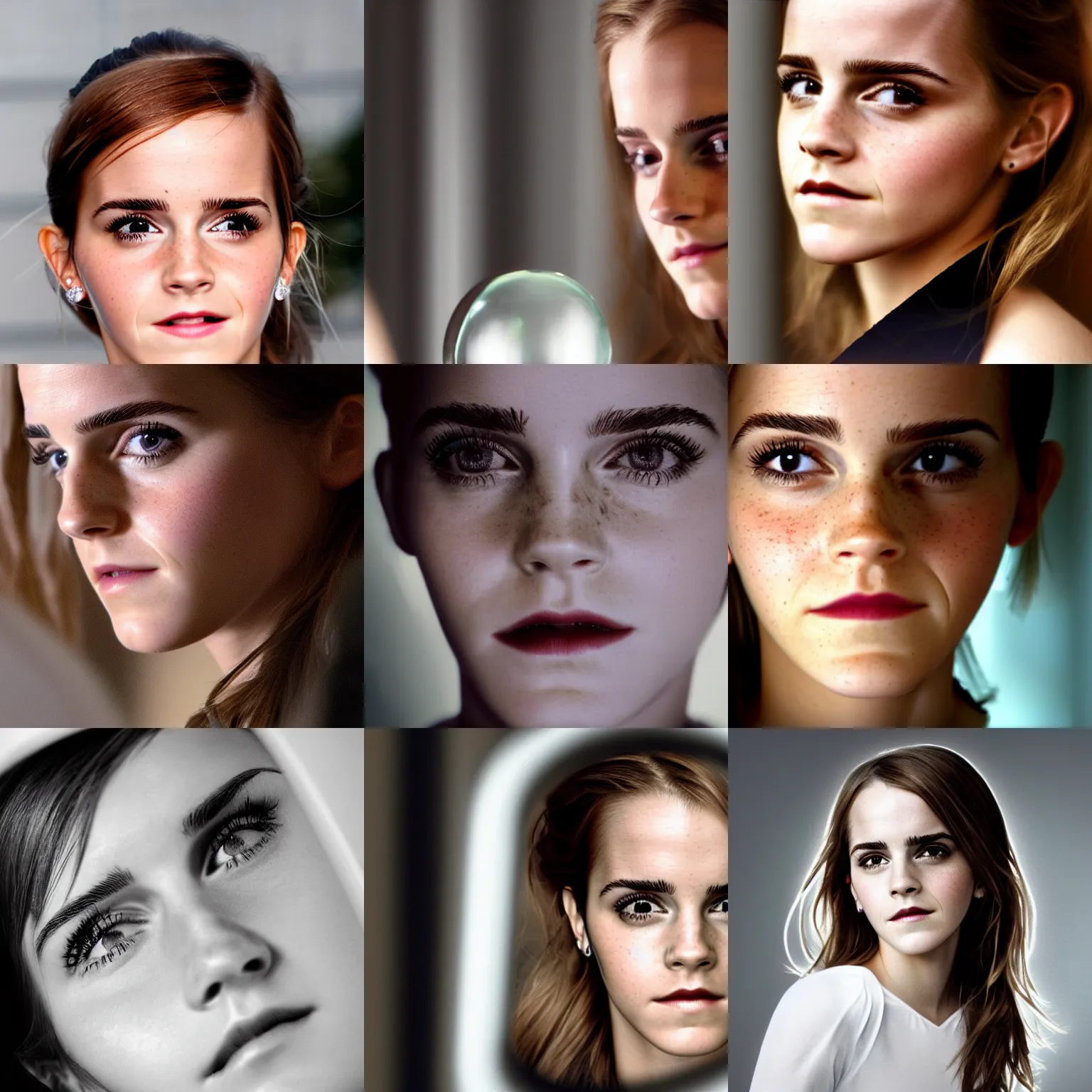 Prompt: closeup emma watson face inside a glass lightbulb