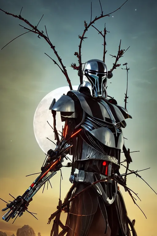 general grievous with lightsabers, a wreath of acacia Stable