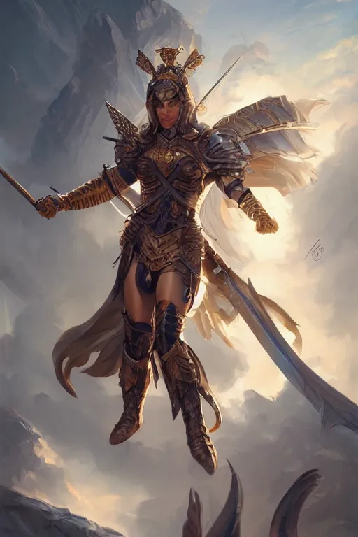 Image similar to amazon valkyrie athena, d & d, fantasy, portrait, highly detailed, headshot, digital painting, trending on artstation, concept art, sharp focus, illustration, art by artgerm and greg rutkowski and magali villeneuve