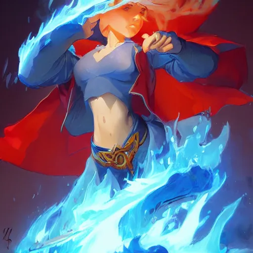 Image similar to the female blue mage casting a fire ball, fantasy art heartstone video game icon, 2 d game art gta cover, official fanart behance hd artstation by jesper ejsing, by rhads, makoto shinkai and lois van baarle, ilya kuvshinov, rossdraws