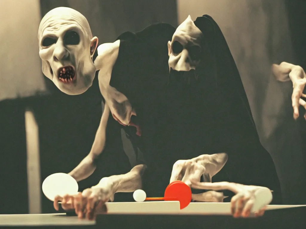 Image similar to nosferatu is playing table - tennis