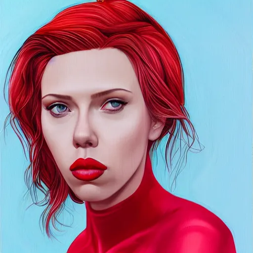 Image similar to Scarlet Johansson, painted by Martine Johanna