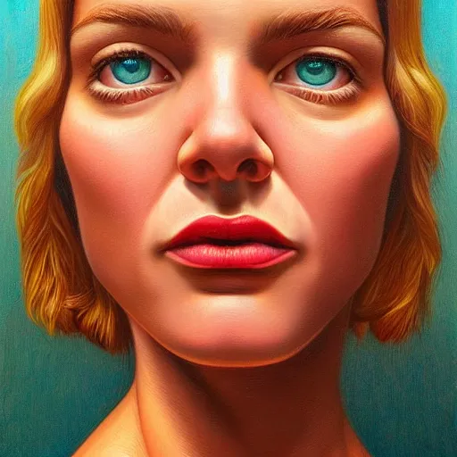 Prompt: intricate five star pretty lady facial portrait by casey weldon, oil on canvas, hdr, high detail, photo realistic, hyperrealism, matte finish, high contrast, 3 d depth, centered, masterpiece, vivid and vibrant colors, enhanced light effect, enhanced eye detail, artstationhd