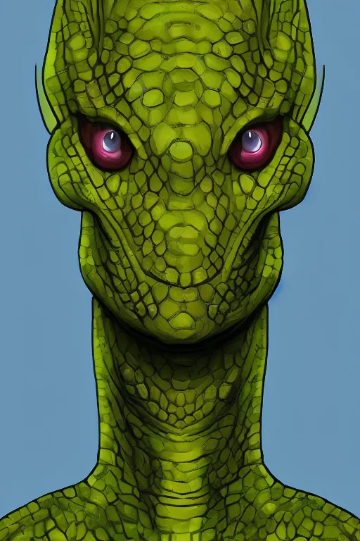 Image similar to Male handsome reptilian alien portrait,digital art