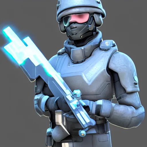 Image similar to futuristic soldier, plasma gun, artstation